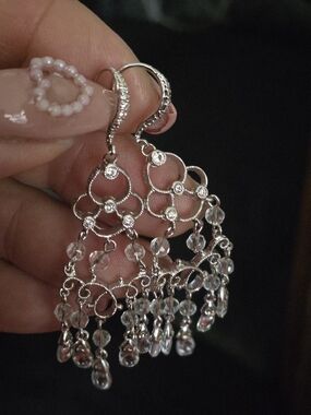 Sterling Silver Crystal Chandelier Drop Earrings